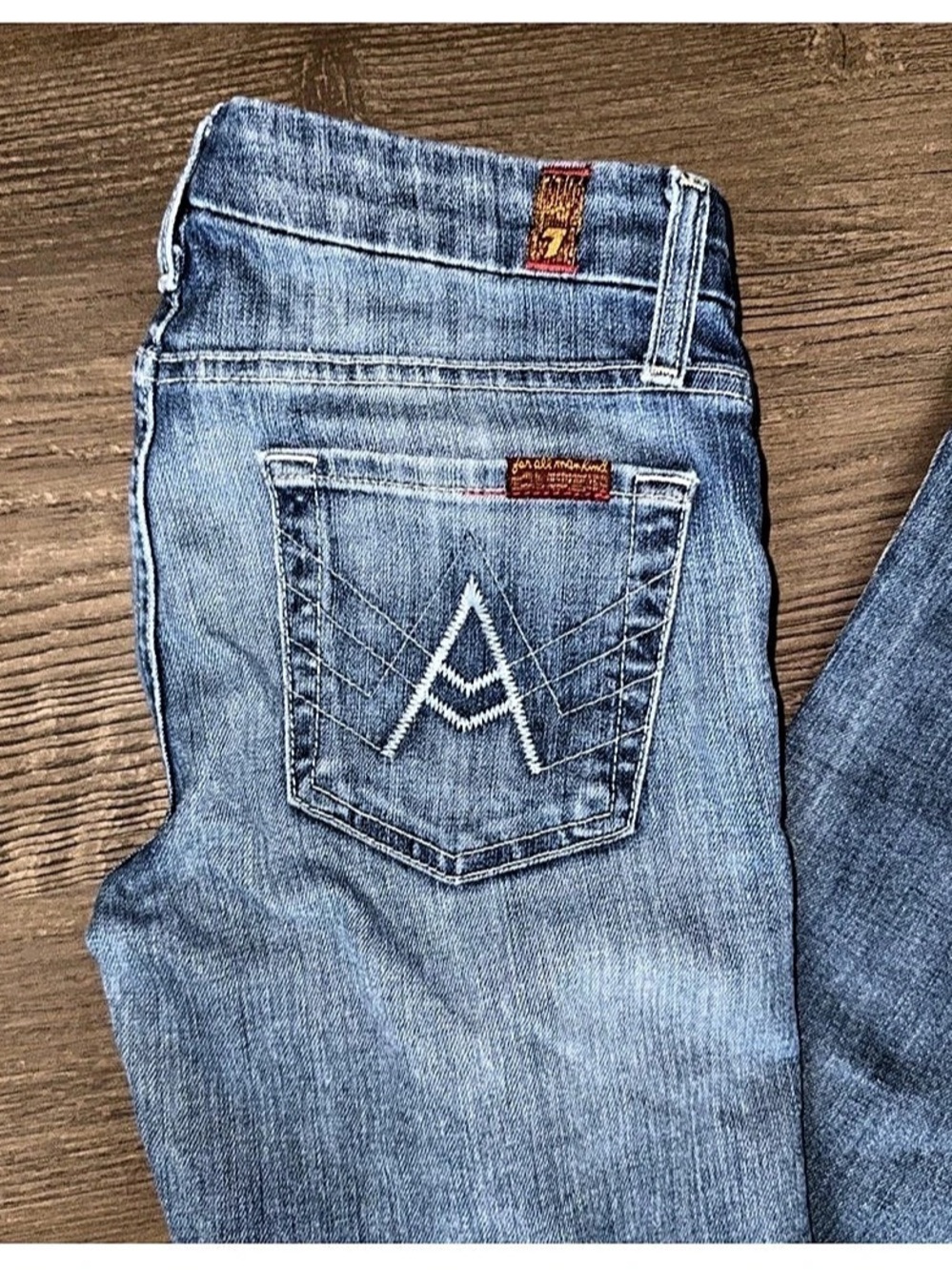 7 For All Mankind Jeans Womens 26 Blue A Pocket Flare Jeans Denim Boot Low ri